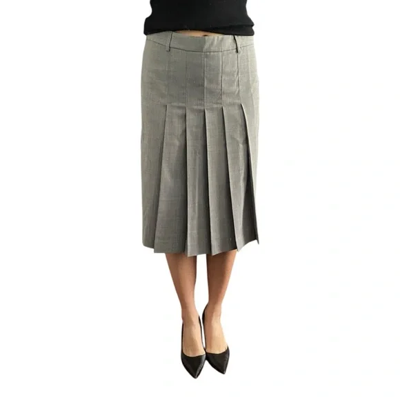 Theory Wool Blend Gray Pleated Skirt Size US 2 - Picture 4 of 9